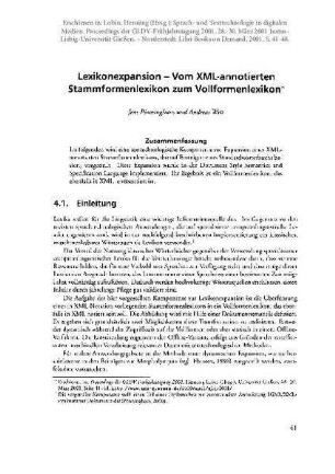Lexikonexpansion: Vom XML-annotiertem Stammformenlexikon zum Vollformenlexikon