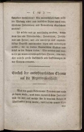 Einfluß der antiphlogistischen Chemie auf die Arzneiwissenschaft.