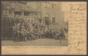 Ansichtskarte "Wilhelm II. im Kreise der Offiziere des 3. Garde-Regiments zu Fuss", Wrangelstraße