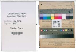 Entnazifizierung Franz Zeidler , geb. 07.05.1902 (Ingenieur)