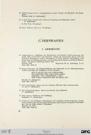I. Armbruste (Nr. 69-74)