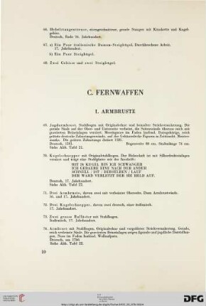 I. Armbruste (Nr. 69-74)