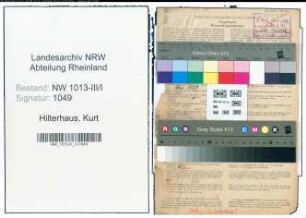 Entnazifizierung Kurt Hilterhaus , geb. 16.10.1890 (Klempner)