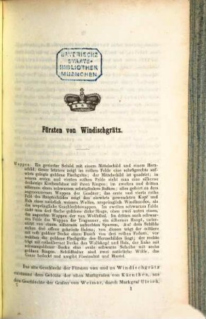 Die fürstlichen, gräflichen und freiherrlichen Familien des österreichischen Kaiserstaates : Mittheilungen über ihren Ursprung, Adel, Geschlechtsfolge und Wappen, 1