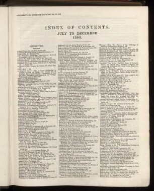 Index of Contents. July to December 1890.