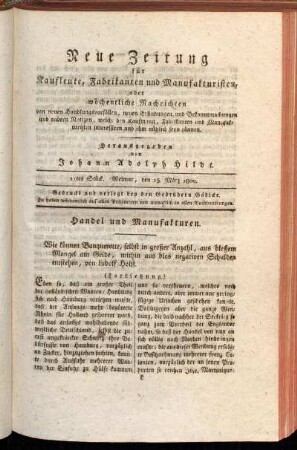 11tes Stück. Weimar, den 15. März 1800.