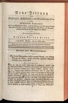 11tes Stück. Weimar, den 15. März 1800.