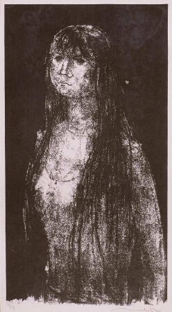 Halbfigur eines Mädchens mit hängendem Haar