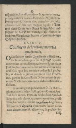 Caput V. Continens defensionem tertia quaestionis.