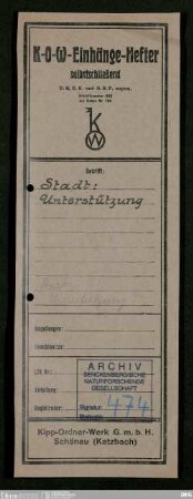 Korrespondenz mit städtischen Behörden