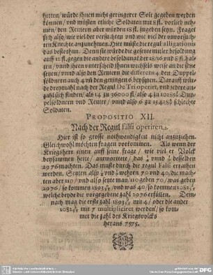 Propositio XII. Nach der Regul falsi operiren.