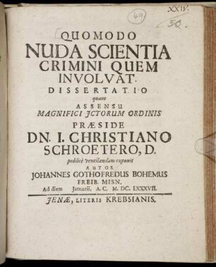 Quomodo Nuda Scientia Crimini Quem Involvat. Dissertatio