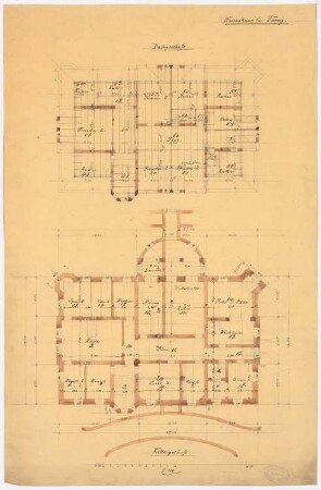 Herrenhaus, Rummelsburg-Turzig: Grundriss KG und DG 1:100