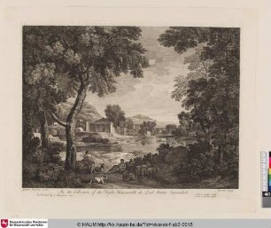 [Landschaft mit Ziegen und zwei ruhenden Hirten]