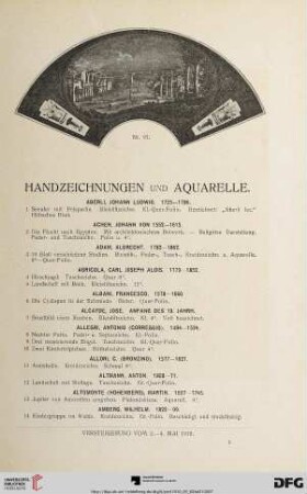 Handzeichnungen und Aquarelle (Nr. 1-347)