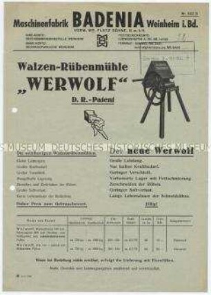 Walzen-Rübenmühle "Werwolf"
