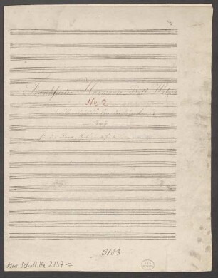 Frankfurter Harmonieball-Walzer, pf 4hands - BSB Mus.Schott.Ha 2757-2 : [title page:] Frankfurter Harmonie-Ball Walzer // [with red chalk:] N|o 2 // [with ink:] über Thema's aus der Oper: der Raugraf // von Femÿ // für das Piano=Forté zu 4 Händen