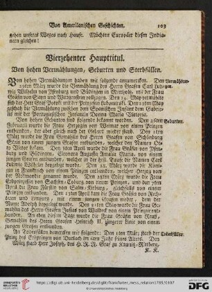 Vierzehnter Haupttitul. Von hohen Vermählungen, Geburten und Sterbfällen