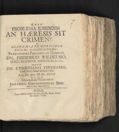 Problema Iuridicum An Haeresis Sit Crimen?
