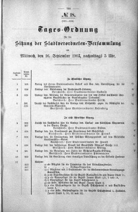 Tages-Ordnung, 16. September 1903