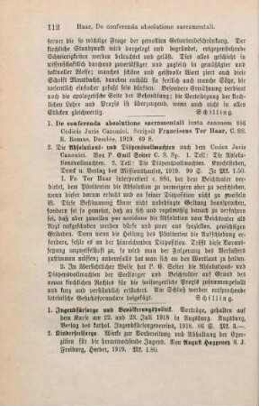 112 [Rezension] Ter Haar, De conferenda absolutione sacramentali