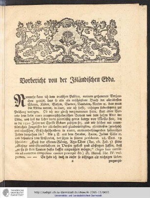 Vorbericht von der Isländischen Edda
