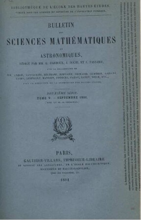 Tome V. - Septembre 1881.