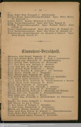 Einwohnerverzeichnis : Einwohner-Verzeichniß