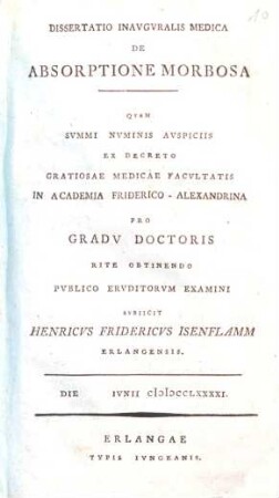Dissertatio Inavgvralis Medica De Absorptione Morbosa