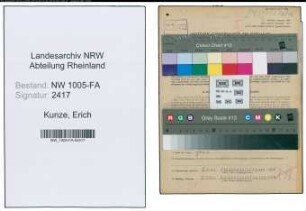 Entnazifizierung Erich Kunze , geb. 07.01.1901 (Metzger)