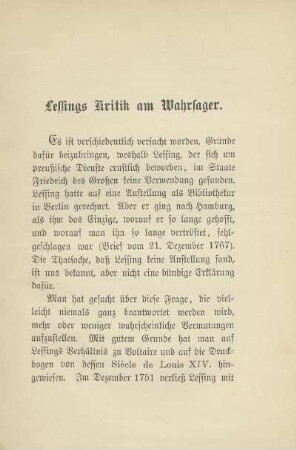 Lessings Kritik an Wahrsager