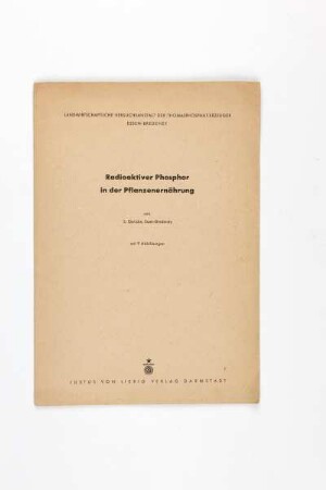 Radioaktiver Phosphor in der Pflanzenernährung