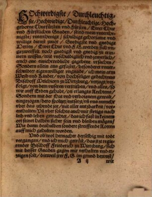 Copia des Schreibens, so an die Churfürsten vnd Fürsten ... zu Wormbs versammelt, Wilhelm von Grumbach ... ausgehenlassen vnd vbersandt