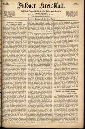Erste Ausgabe vom Samstag, den 24. April 1880.
