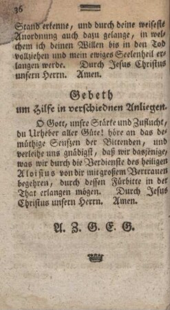 Gebeth um Hilfe in verschiednen Anliegen