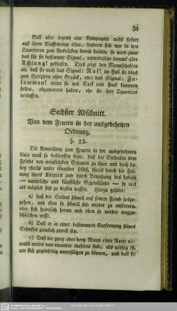 Sechster Abschnitt. Von dem Feuern in der ausgedehnten Ordnung