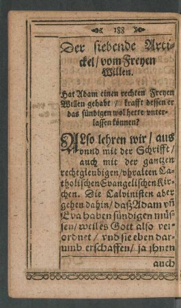 Der siebende Artickel/ vom Freyen Willen.