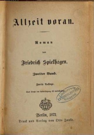 Allzeit voran : Roman, 2. Band