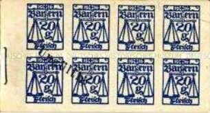 Block mit Fleischmarken des Königreiches Bayern ohne Deckblatt, mit Stempel (ungültig)