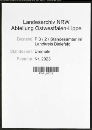 Sterberegister Standesamt Ummeln