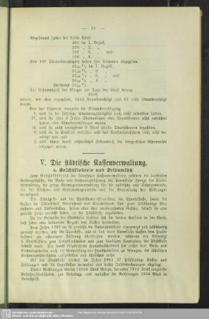 V. Die städtische Kassenverwaltung