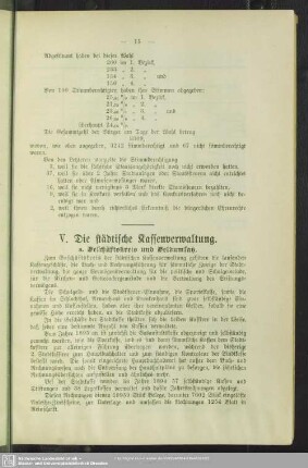 V. Die städtische Kassenverwaltung