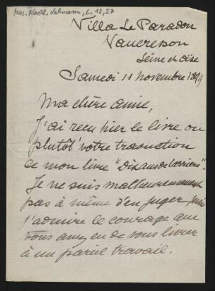 Brief an Lilli Lehmann : 11.11.1899