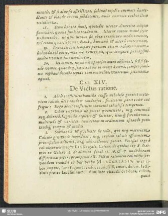 Cap. XIV. De Victus ratione