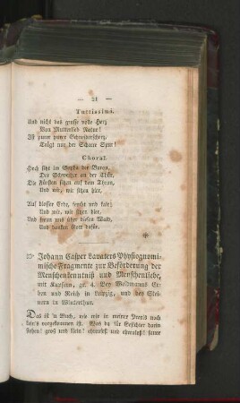 Johann Casper Lavaters Physiognomische Fragmente zur Beförderung der Menschenkenntnis und Menschenliebe.