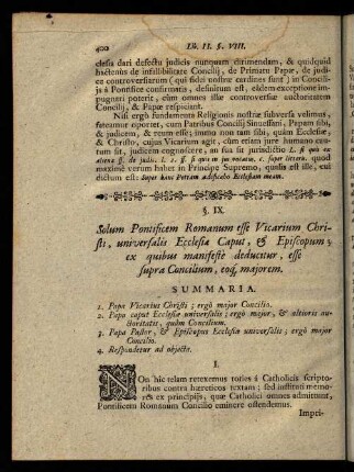 400-408, § IX. Solum Pontificem Romanum esse Vicarium Christi ...