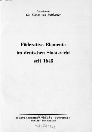 Föderative Elemente im deutschen Staatsrecht seit 1648