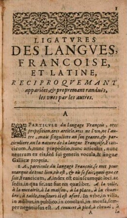 Ligatures des langues Françoise et Latine
