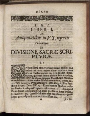 Liber I. De Antiquitatibus in V. T. repertis