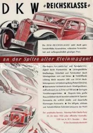 Werbeprospekt für den PKW "DKW Reichsklasse"